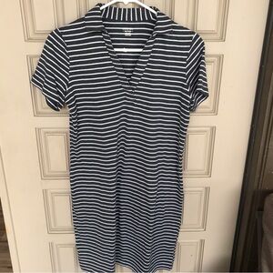 Super Cute Short Jockey Tee Dress Collar/Short Sleeves SzS Blk/Wht Stripes